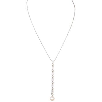 Bvlgari Lucea Pearl Diamond Drop 18k White Gold Pendant Necklace