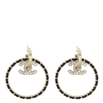 Chanel Crystal CC Chain Hoop Earrings