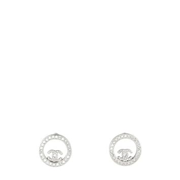 Chanel Crystal CC Circle Stud Earrings