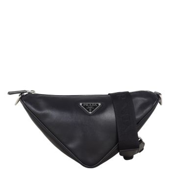 Prada Logo Triangle Leather Shoulder Bag