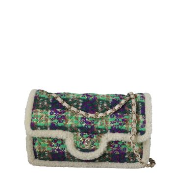 Chanel Classic Single Flap Tweed Shearling