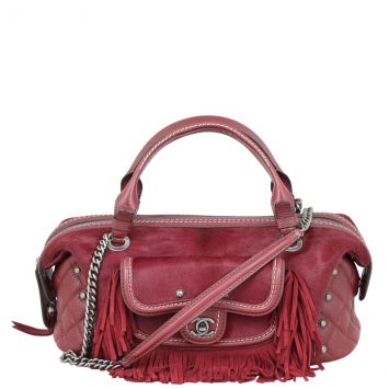 Chanel Pony Hair and Leather Paris-Dallas Bowling Fringe Bag Front with Strap