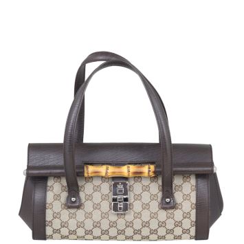 Gucci GG Canvas Bamboo Bullet Bag Front

