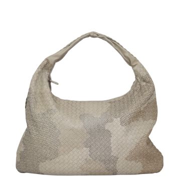 Bottega Veneta Intrecciato Embroidered Camouflage Hobo Front