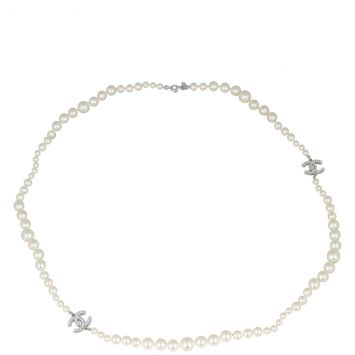 Chanel CC Pearl Long Necklace Front
