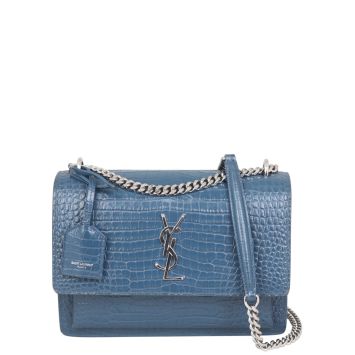 Saint Laurent Sunset Medium Croc-Embossed Front