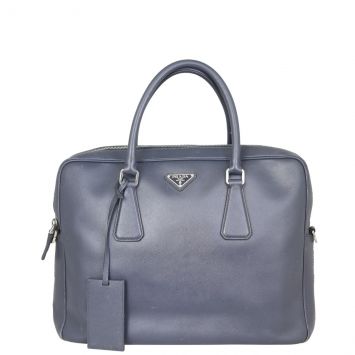 Prada Saffiano Zip Briefcase Bag Front
