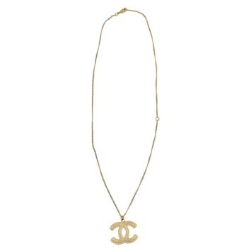 Chanel Gold CC Pendant Necklace Front