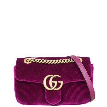 Gucci GG Marmont Velvet Mini Shoulder Bag Front

