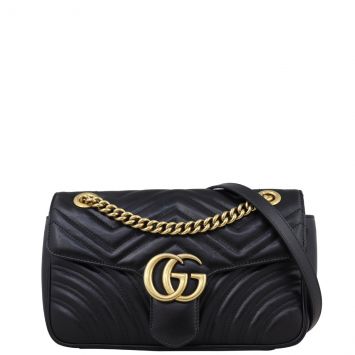 Gucci GG Marmont Matelasse Small Shoulder Bag Front with strap