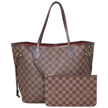 Louis Vuitton Neverfull MM Damier Ebene Front with components