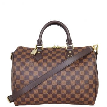 Louis Vuitton Speedy 30 Bandouliere Damier Ebene (hotstamping) Front with Strap