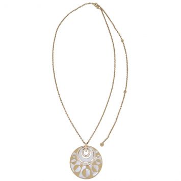 Bvlgari Intarsio Mother of Pearl 18k Yellow Gold Diamond Necklace Front