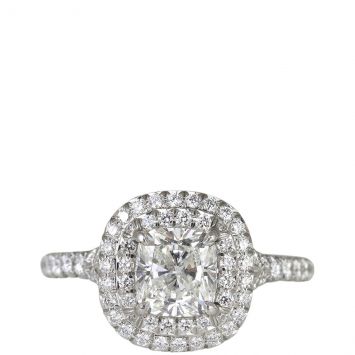 Tiffany & Co Soleste Cushion Cut Double Halo Ring Front