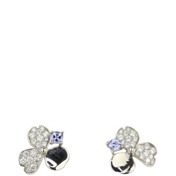 Tiffany & Co Paper Flowers Platinum Tanzanite Stud Earrings Front