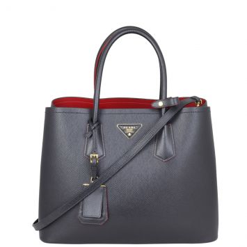 Prada Saffiano Cuir Double Bag Large Front with Strap