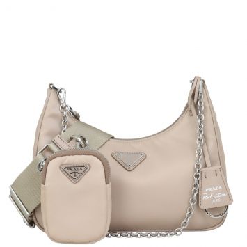 Prada Re-Edition 2005 Tessuto Shoulder Bag Front with Pouch