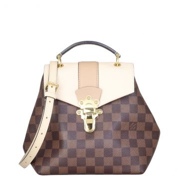 Louis Vuitton Clapton Backpack Damier Ebene Front with Strap
