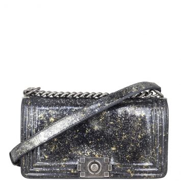 Chanel Boy Old Medium Crystal Glitter Front with Strap