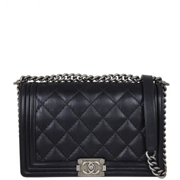 Chanel Boy Double Stitch New Medium Front with Strap
