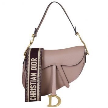 Dior Saddle Bag With Embroidered Strap Front with Strap