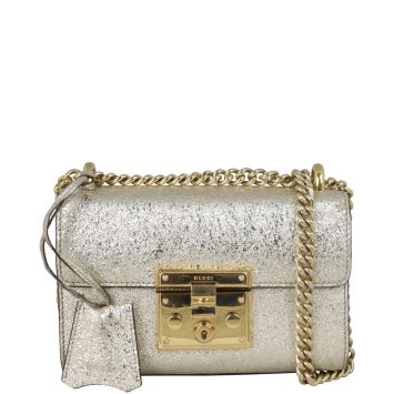 Gucci Padlock Metallic Small Shoulder Bag Front with Strap