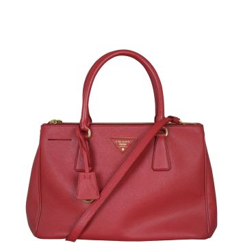 Prada Saffiano Lux Galleria Double Zip Tote Small Front with Strap