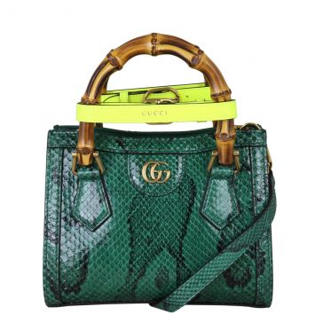 Gucci Diana Bamboo Top Handle Mini Tote Python Front With Strap