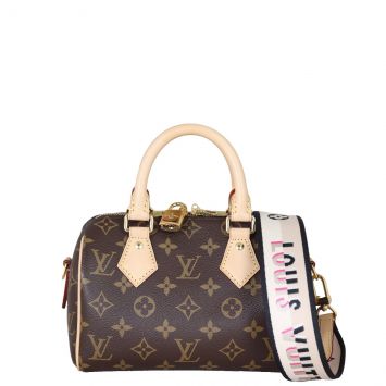 Louis Vuitton Speedy 20 Bandouliere Monogram with Embroidered Strap Front With Strap