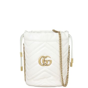 Gucci GG Marmont Mini Bucket Bag Front With Chain