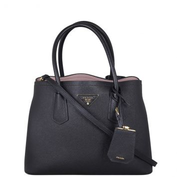Prada Saffiano Cuir Double Bag Small Front With Strap