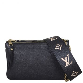Louis Vuitton Double Zip Pochette Monogram Empreinte (with additional strap) Front With Strap