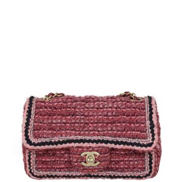 Chanel Tweed Braid Flap Bag Mini Rectangular Front
