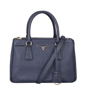 Prada Saffiano Lux Galleria Double Zip Tote Mini Front With Strap