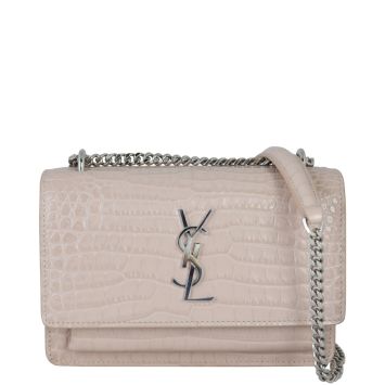 Saint Laurent Sunset Mini Croc-Embossed Front With Chain