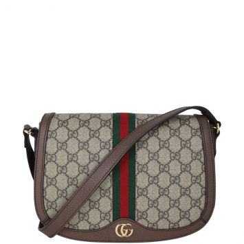 Gucci Ophidia GG Supreme Small Flap Bag Front with Strap