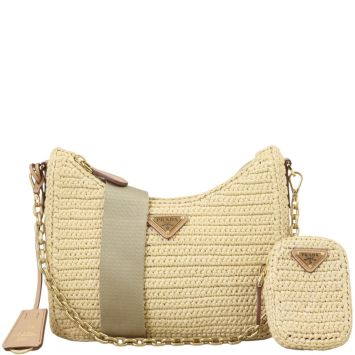 Prada Re-Edition 2005 Crochet Raffia Shoulder Bag