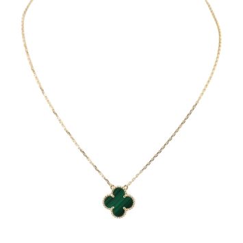 Van Cleef & Arpels Vintage Alhambra Malachite 18k Yellow Gold Necklace