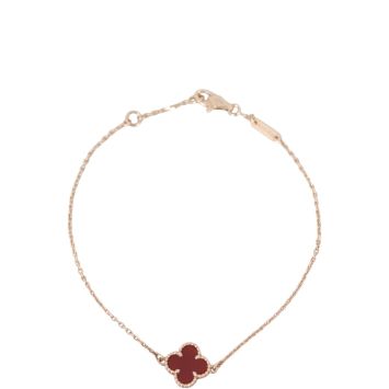 Van Cleef & Arpels Sweet Alhambra 1 Motif Carnelian 18k Rose Gold Bracelet