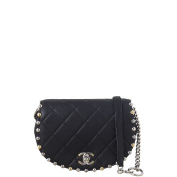 Chanel Saddle Flap Stud Around Bag