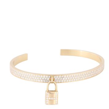 Hermes Kelly Cadenas Diamond 18k Rose Gold Cuff Bracelet Small