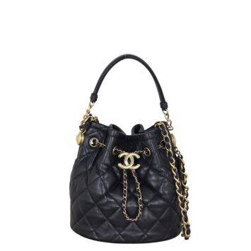 Chanel Quilted CC Drawstring Bucket Bag