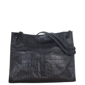 Saint Laurent Niki Tote Medium Croc Embossed