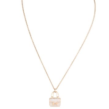 Hermes Amulettes Constance Pendant Diamond 18k Rose Gold Necklace