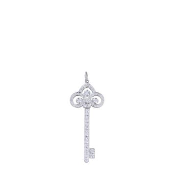 Tiffany & Co Fleur de Lis Platinum Diamond Key Pendant