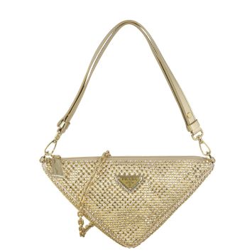 Prada Triangle Satin Crystal Shoulder Bag