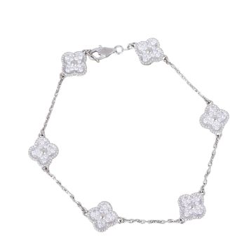 Van Cleef & Arpels Sweet Alhambra 6 Motif Diamond 18k White Gold Bracelet