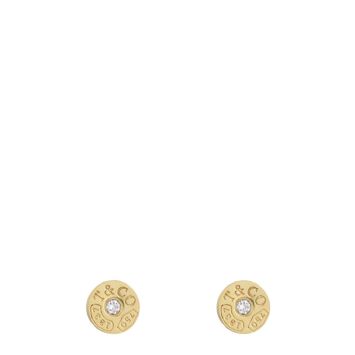 Tiffany & Co 1837 Circle Diamond 18k Yellow Gold Stud Earrings