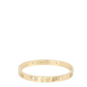 Cartier Love 18k Yellow Gold 4 Diamond Bracelet