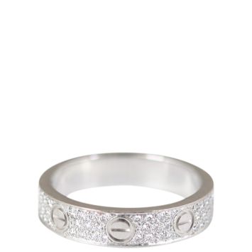 Cartier Love Diamond-Paved 18k Gold Ring Front
